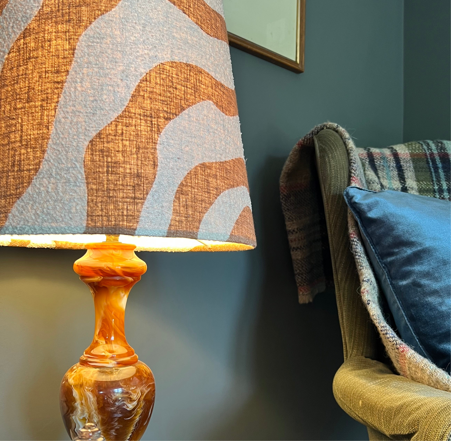 Sandstone wiggle cone lampshade, extra tall lampshade