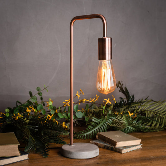 Copper, industrial table lamp