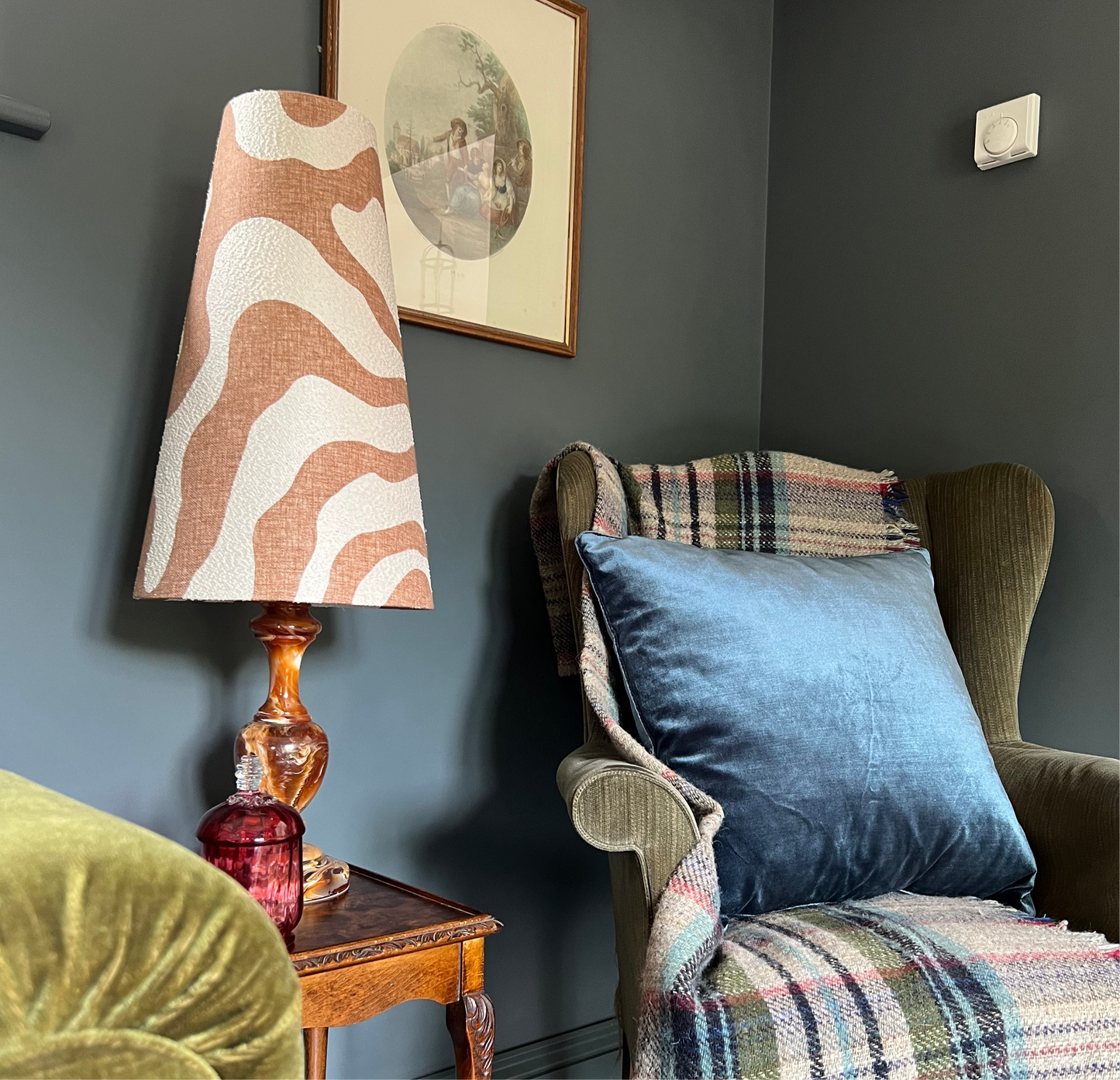 Sandstone wiggle cone lampshade, extra tall lampshade