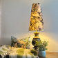 Peacock, butterfly velvet cone lampshade, in black, extra tall lampshade