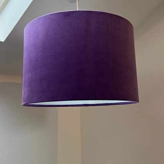 Purple Velvet Drum Lampshade | Handmade Ceiling Light Shade | Bespoke UK