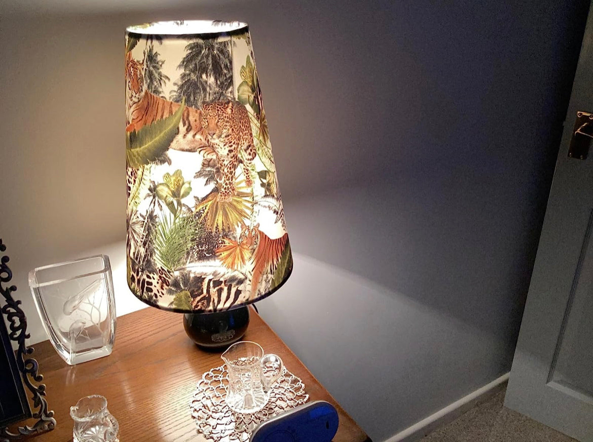 Tiger, cheetah jungle velvet cone lampshade, extra tall lampshade