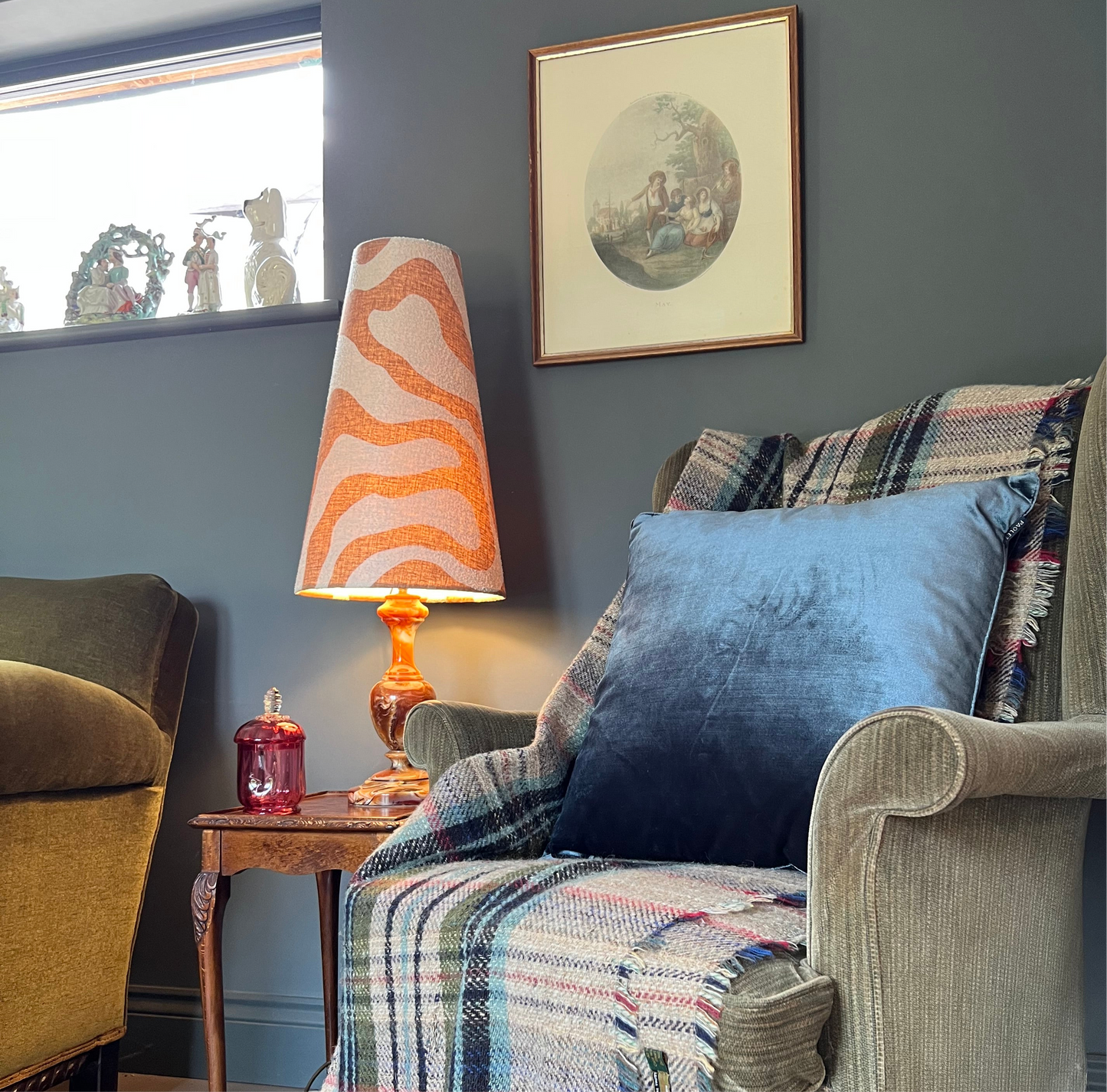 Sandstone wiggle cone lampshade, extra tall lampshade
