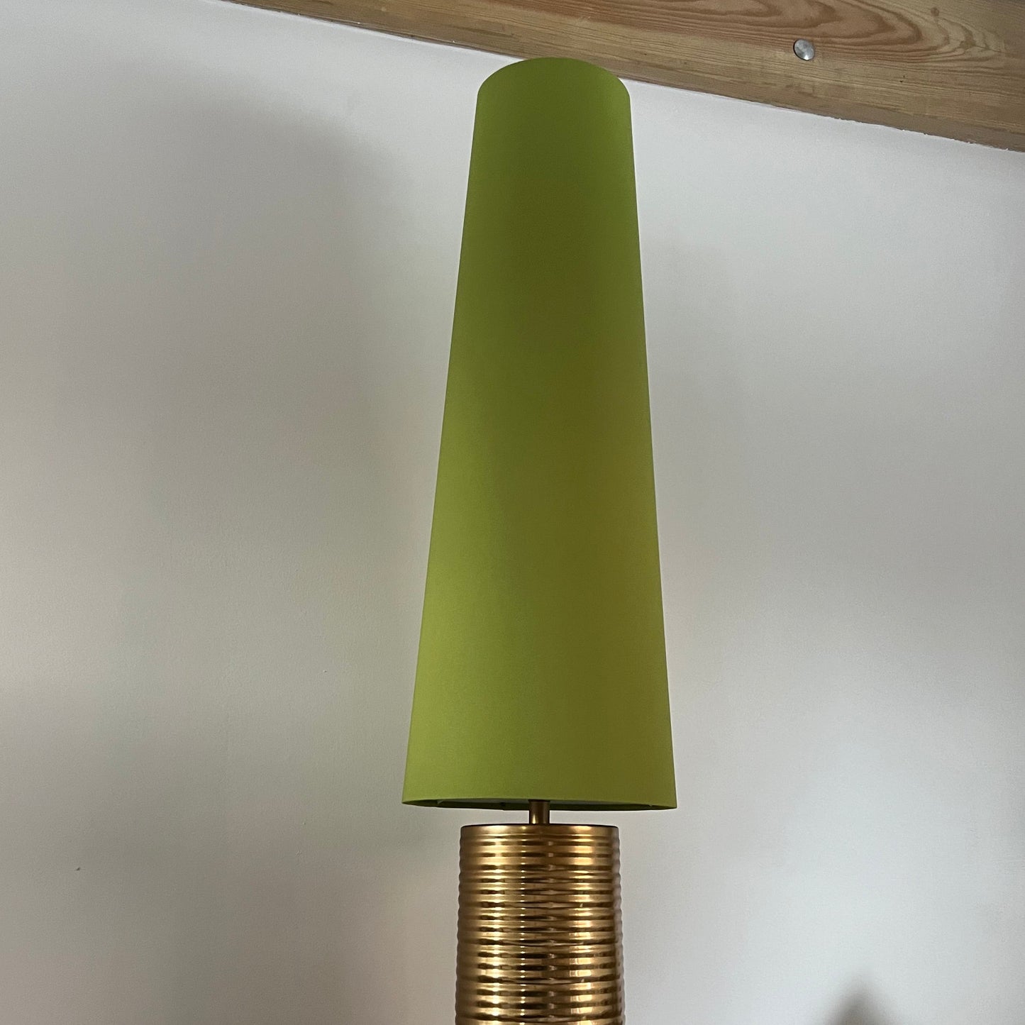 Chartreuse green cotton cone lampshade, extra tall lampshade