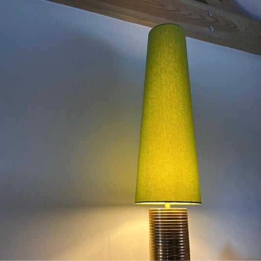 Chartreuse green cotton cone lampshade, extra tall lampshade