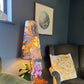 Floral Midnight Velvet cone lampshade, extra tall lampshade