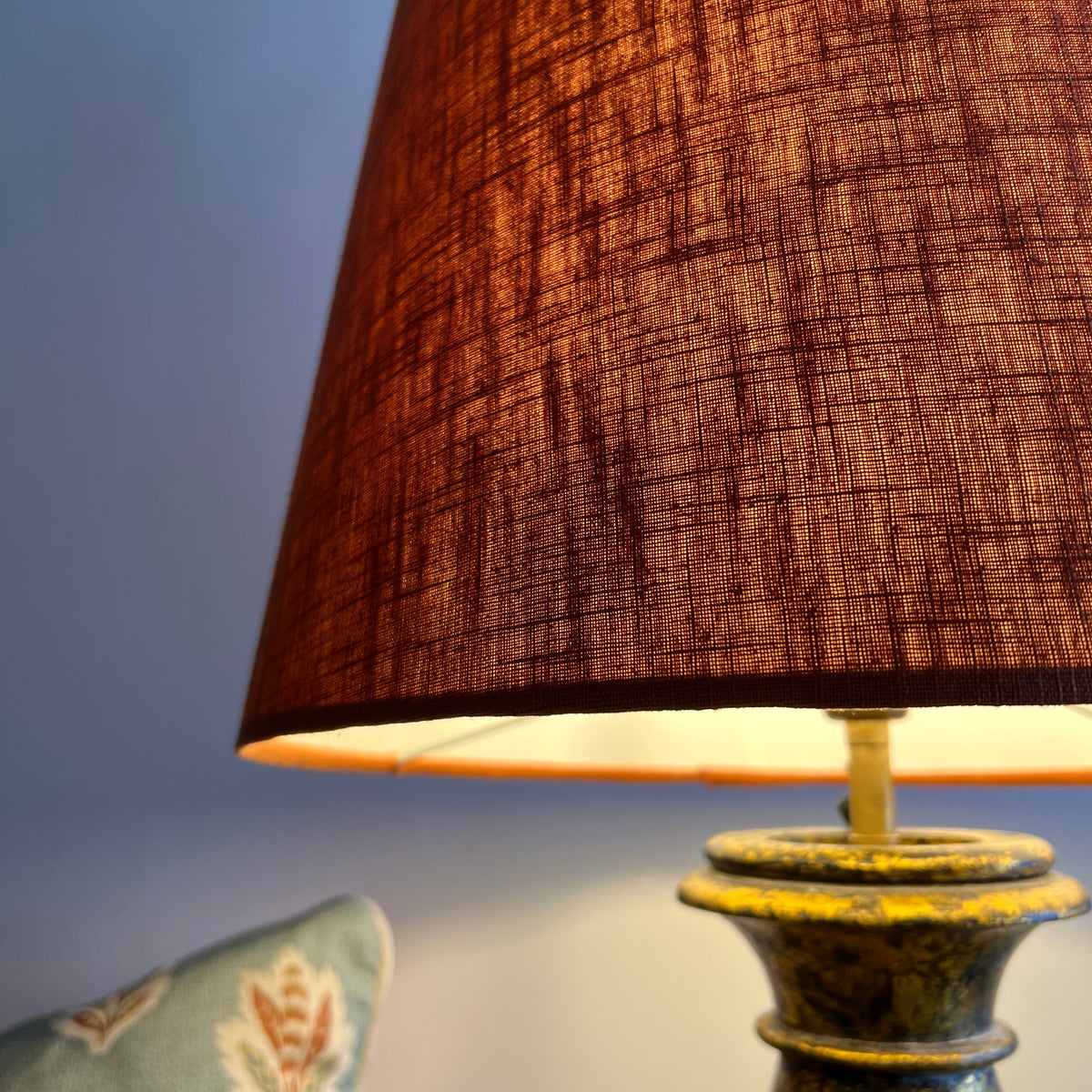Terracotta Linen Lampshade | Extra Tall Cone Light Shade | Bespoke Handmade UK