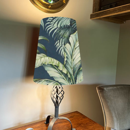 Tripura midnight Velvet cone lampshade, extra tall lampshade