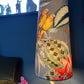 Tropical birds grey Velvet cone lampshade, extra tall lampshade