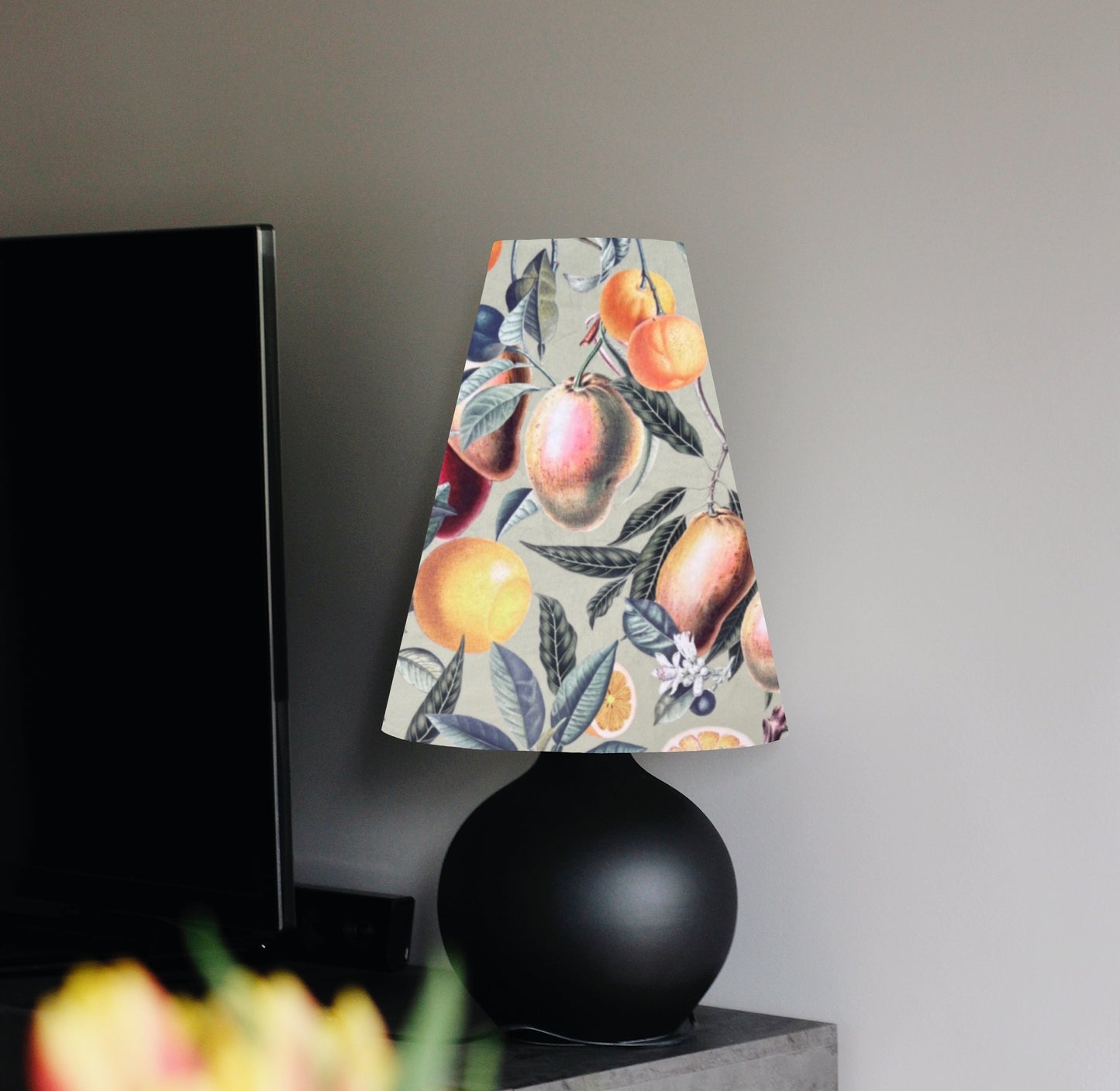 Summer fruit velvet cone lampshade, extra tall lampshade