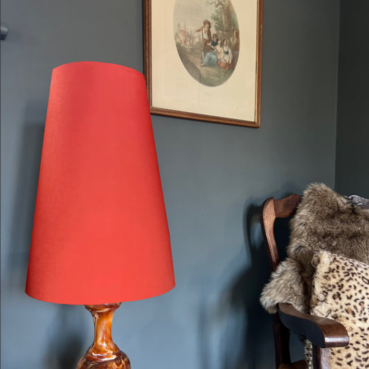 Burnt orange cotton cone lampshade, extra tall lampshade