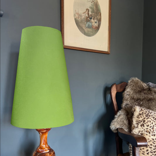 Green cotton cone lampshade, extra tall lampshade