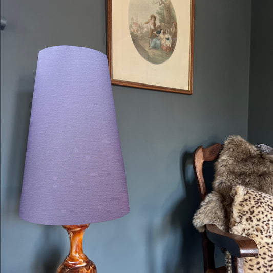 Lilac cotton cone lampshade, extra tall lampshade