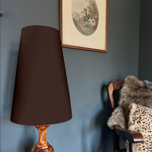 Brown cotton cone lampshade, extra tall lampshade