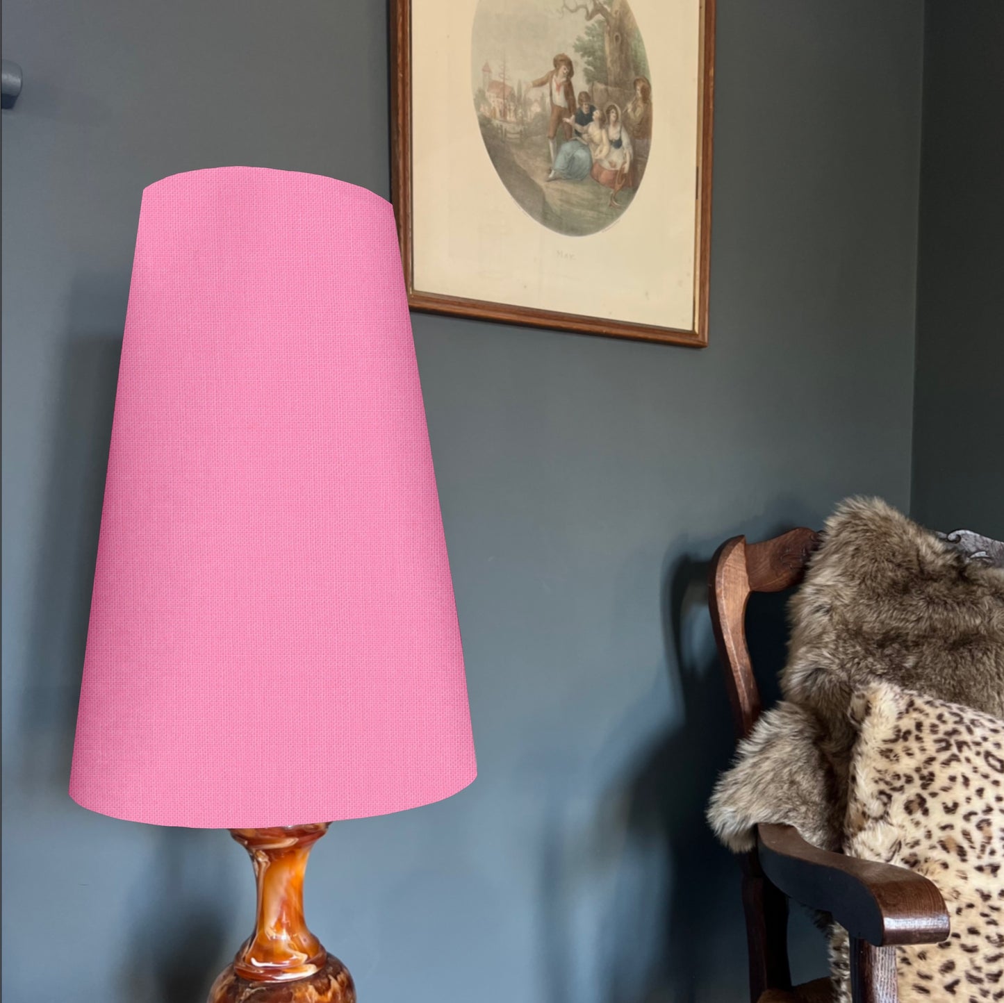 Light pink cotton cone lampshade, extra tall lampshade