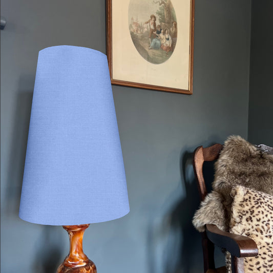 Light blue cotton cone lampshade, extra tall lampshade