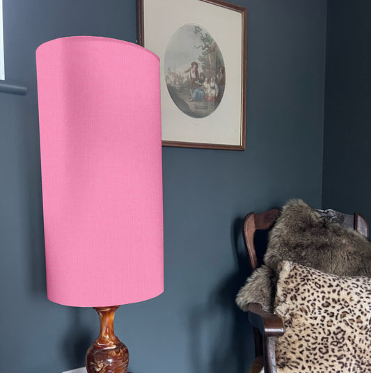 Light pink cotton cylinder lampshade, extra tall lampshade