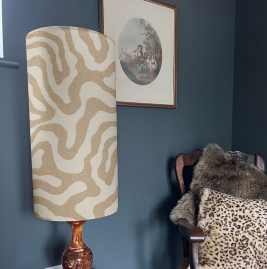 Ecru Wiggle cylinder lampshade, extra tall lampshade