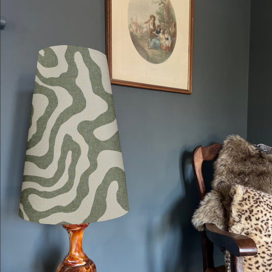 Green wiggle cone lampshade, extra tall lampshade