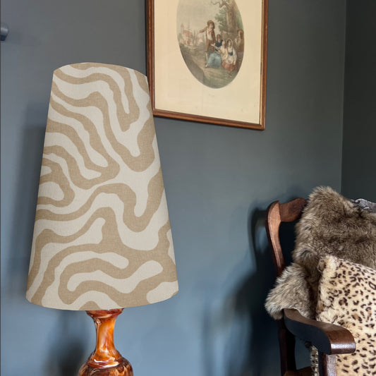 Ecru wiggle cone lampshade, extra tall lampshade