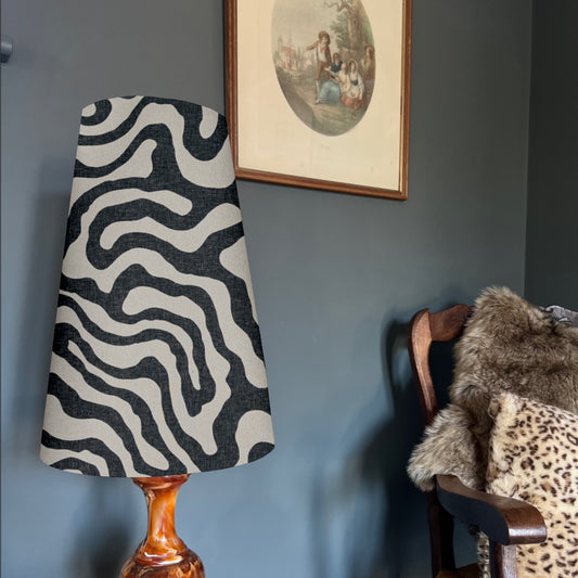 Black wiggle cone lampshade, extra tall lampshade