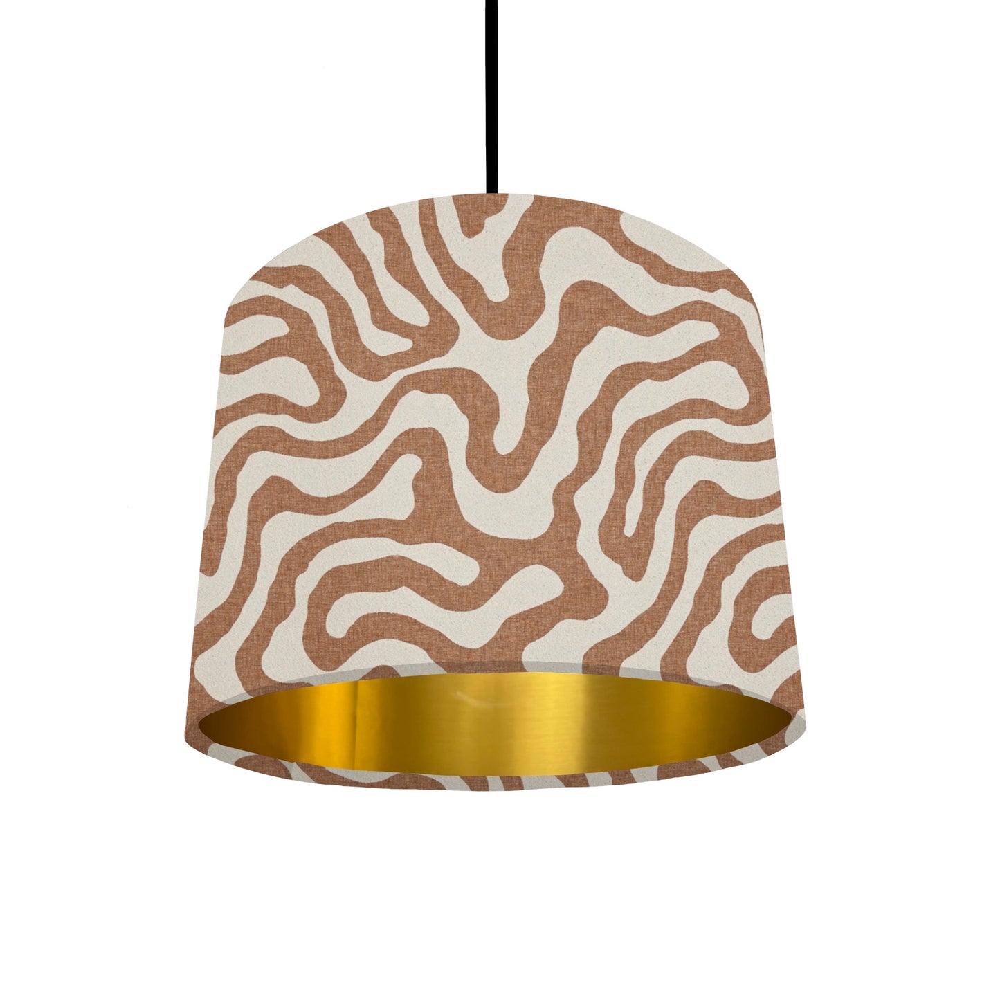 Sandstone wiggle drum lampshade/ ceiling shade with a metallic brushed gold lining