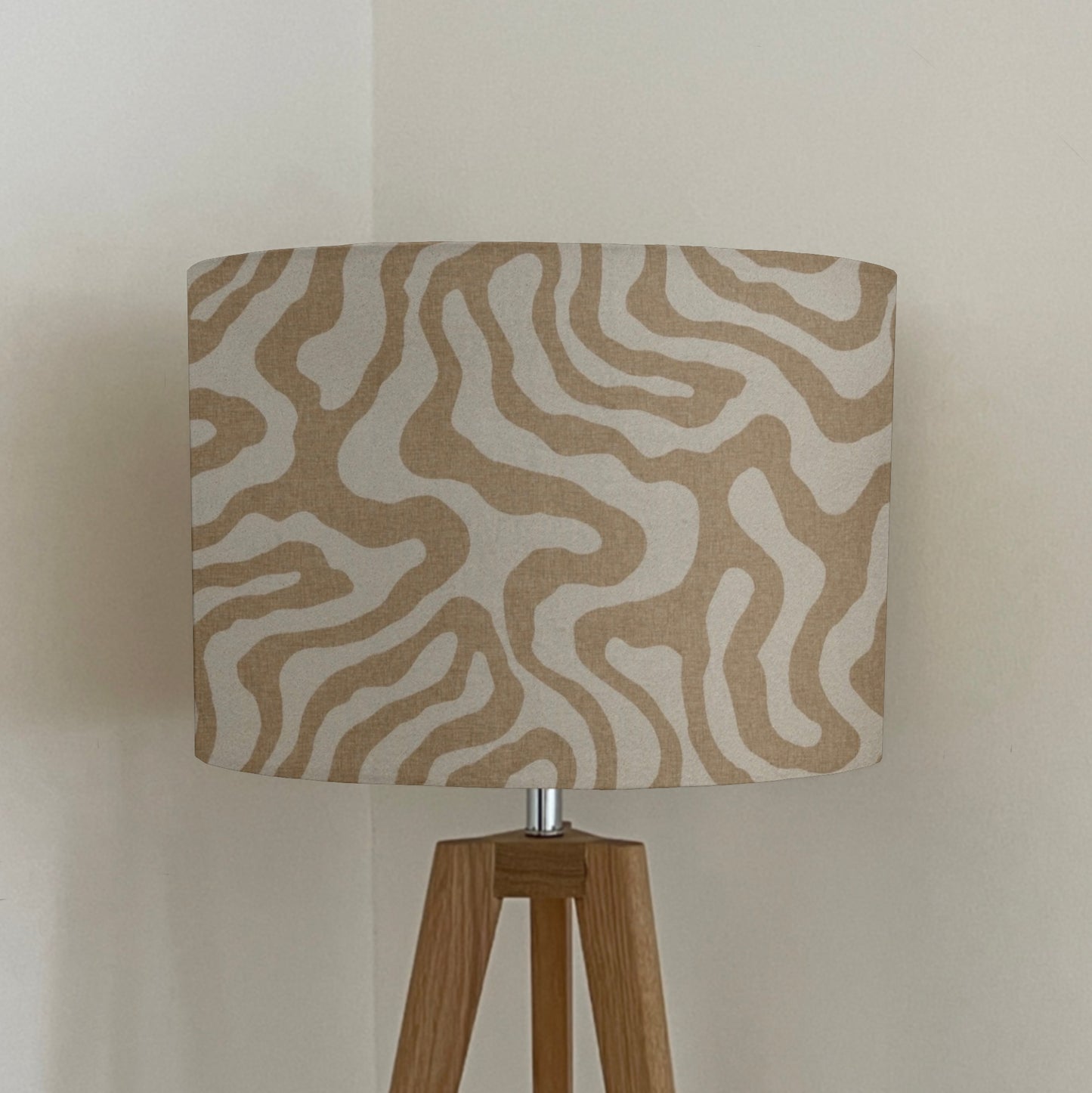 Ecru Wiggle drum lampshade /ceiling shade with a white lining