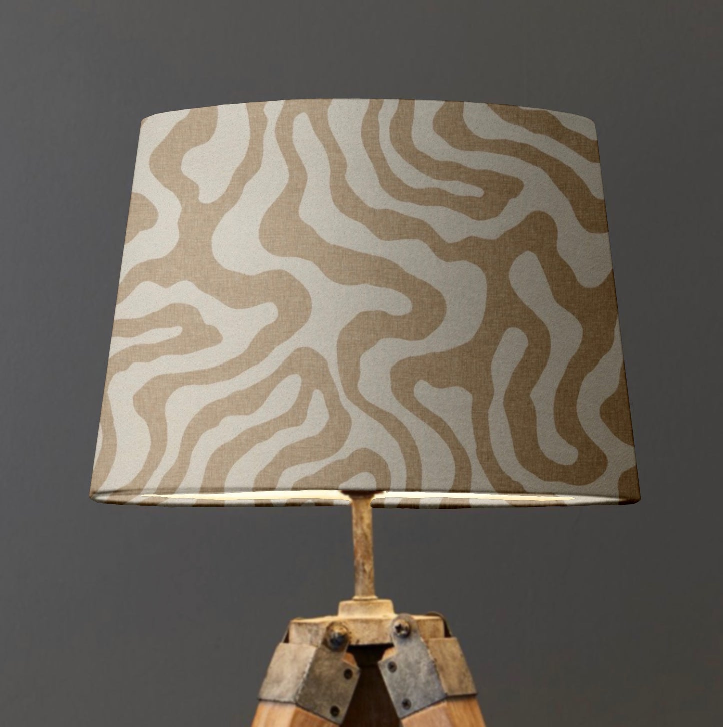 Ecru Wiggle french drum lampshade, paired with a white lining