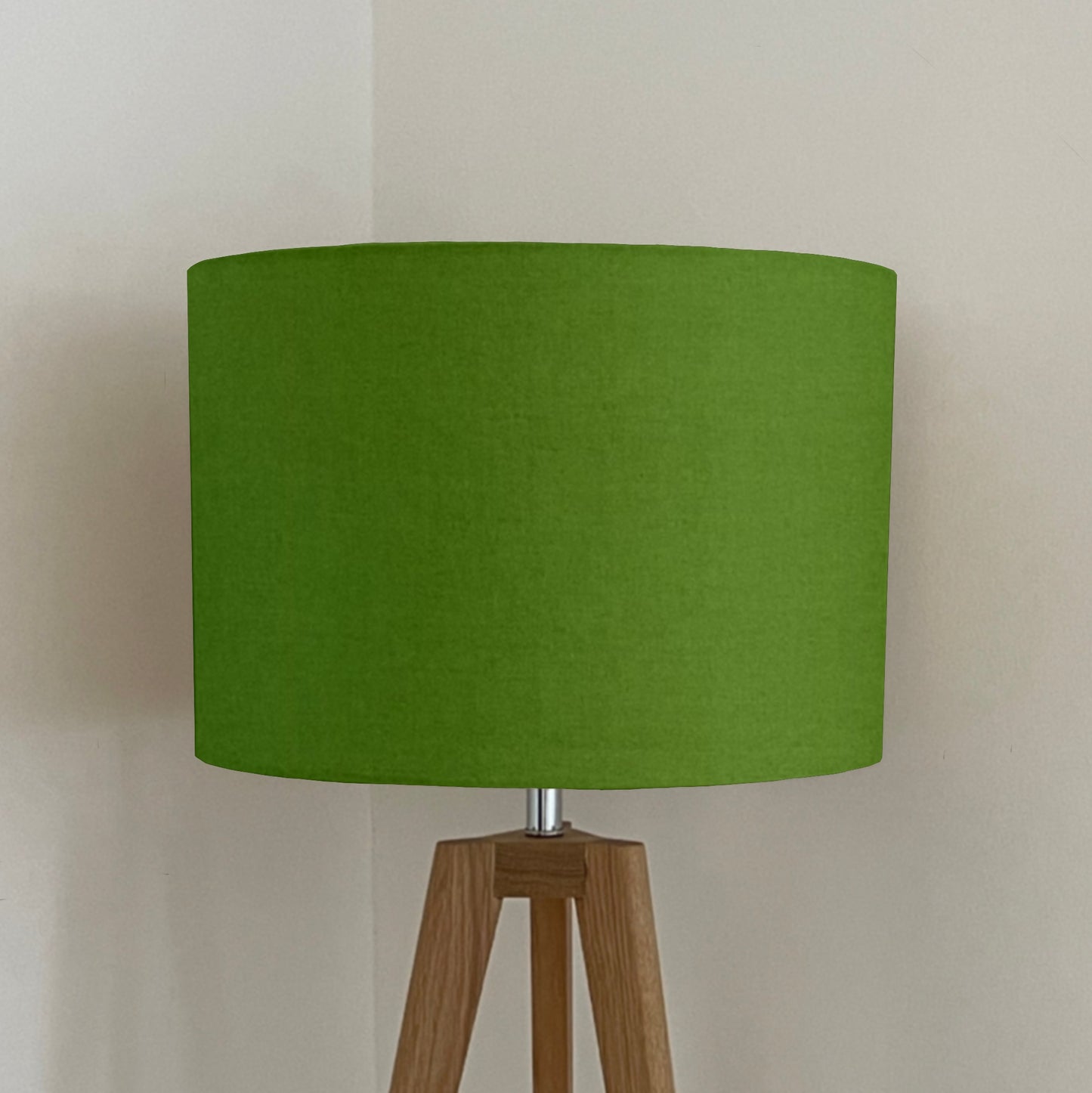 Green cotton drum lampshade/ ceiling shade with a white lining