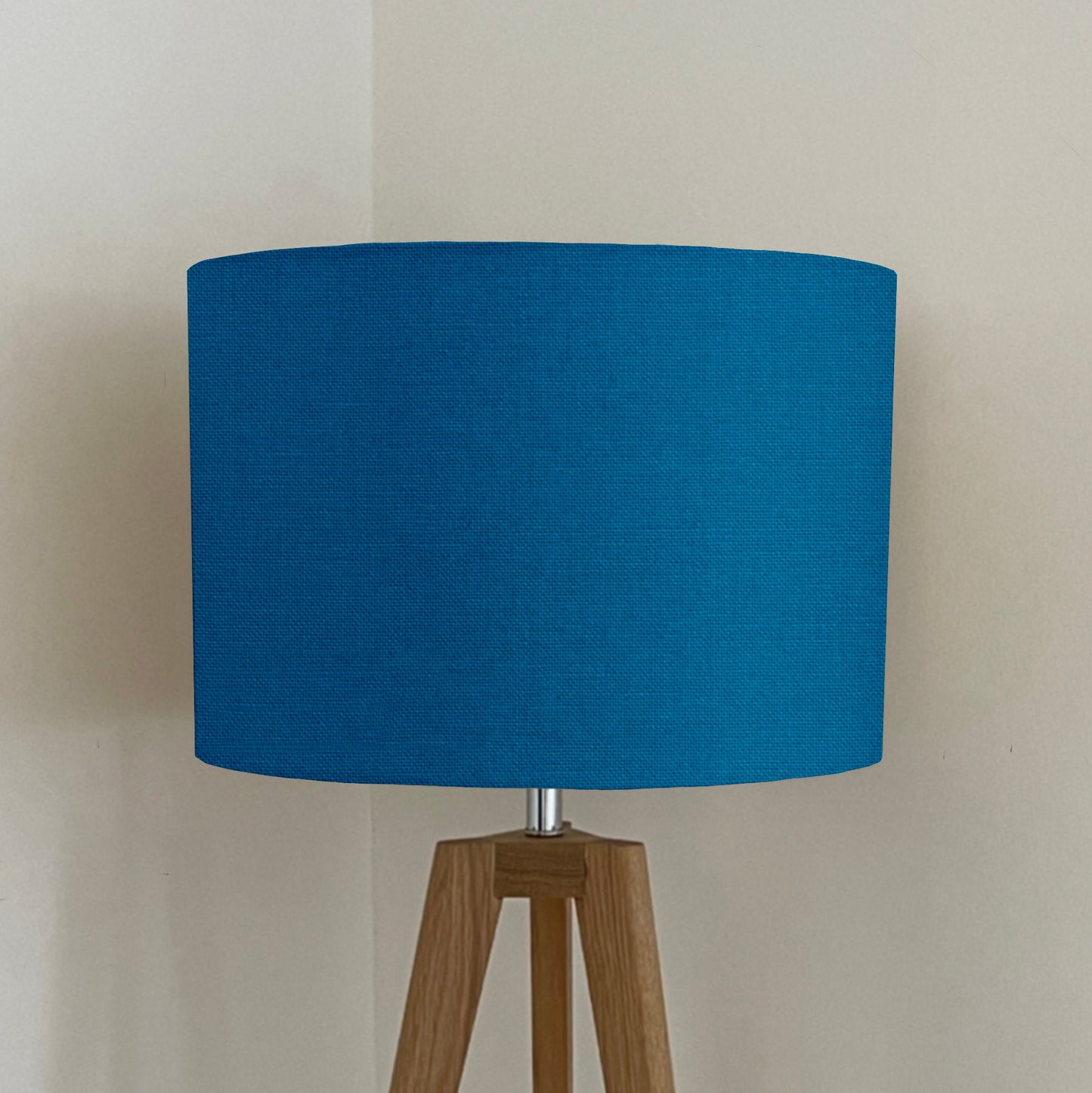 Teal cotton drum lampshade/ ceiling shade with a white lining