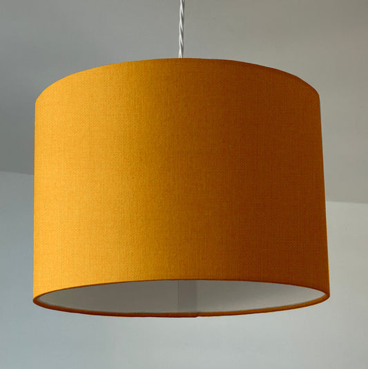 Sunny yellow cotton drum lampshade/ ceiling shade with a white lining