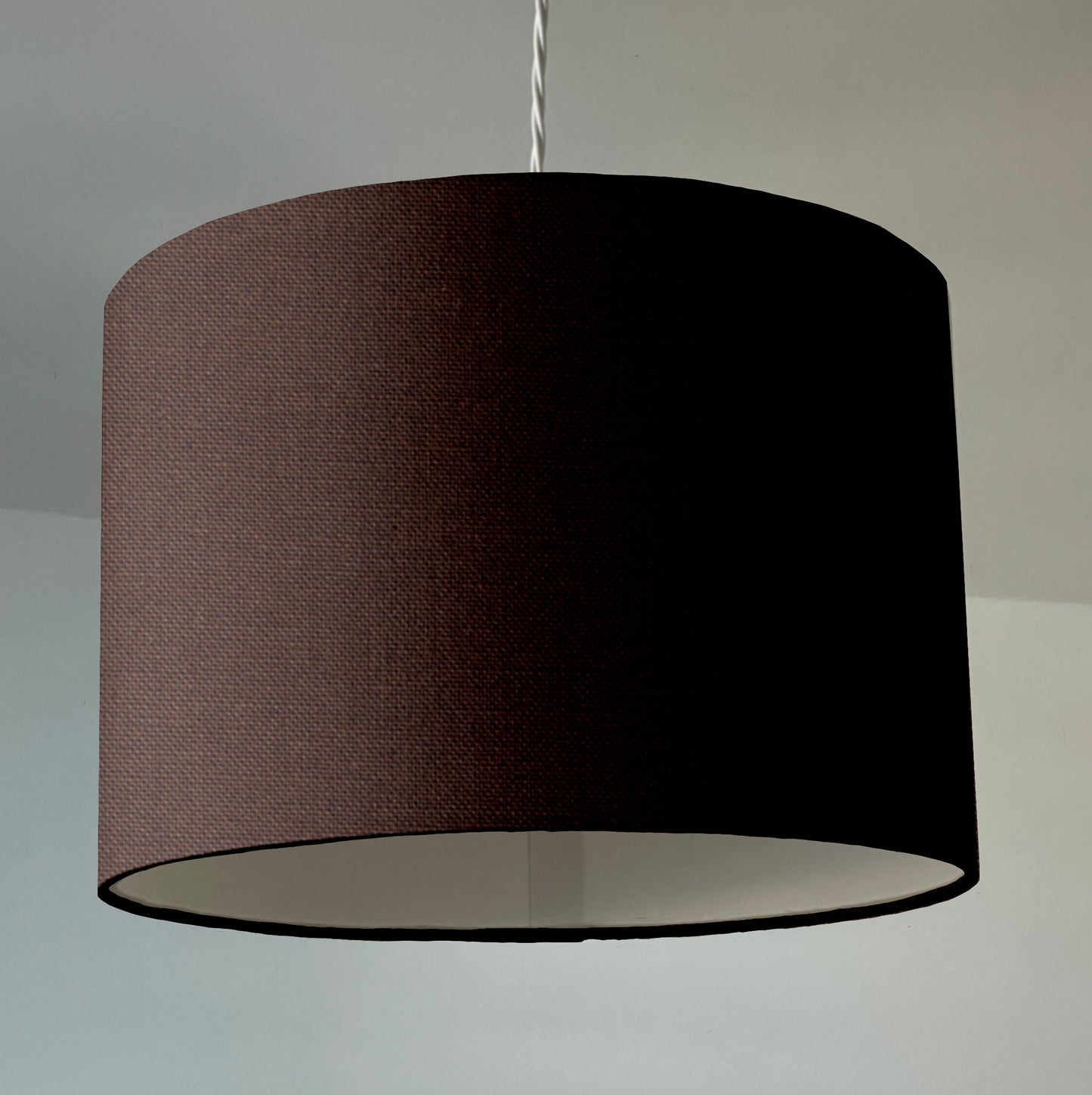 Brown cotton drum lampshade/ ceiling shade with a white lining