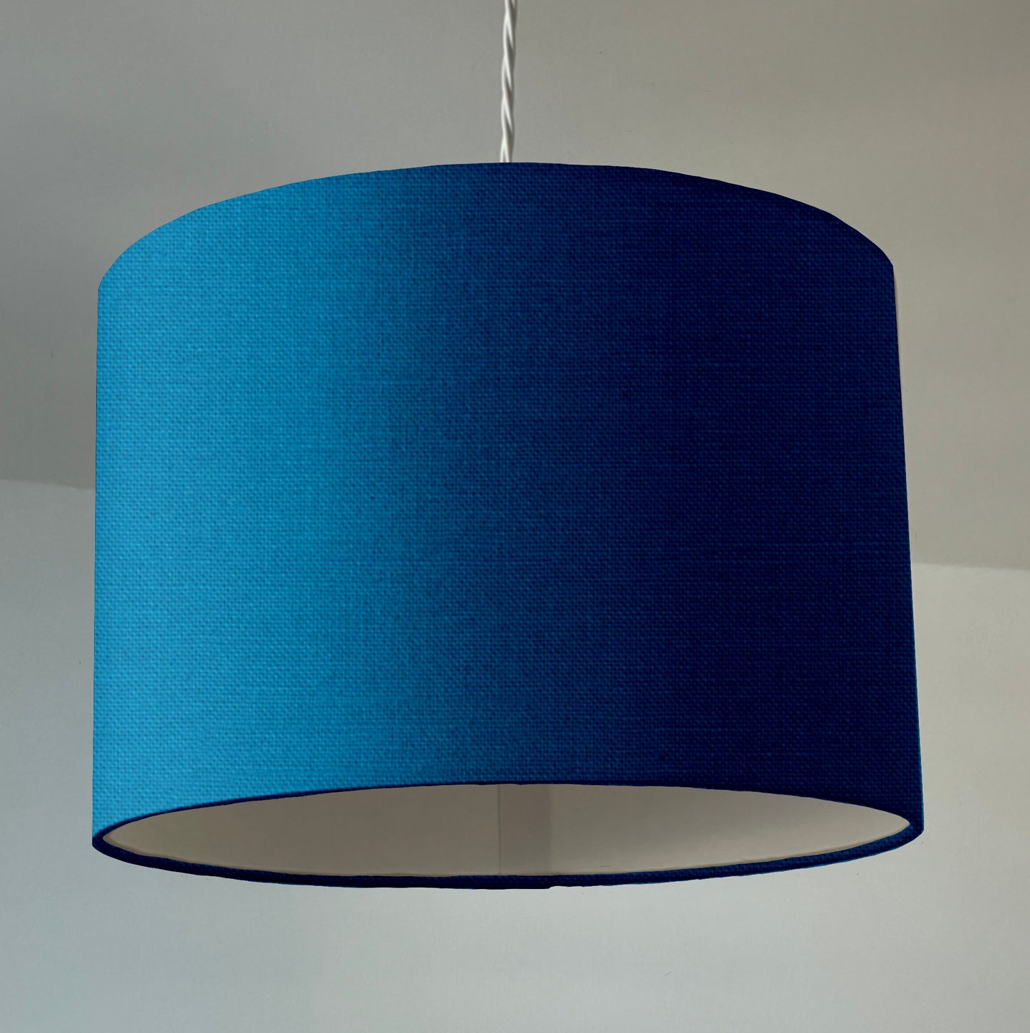 Teal cotton drum lampshade/ ceiling shade with a white lining