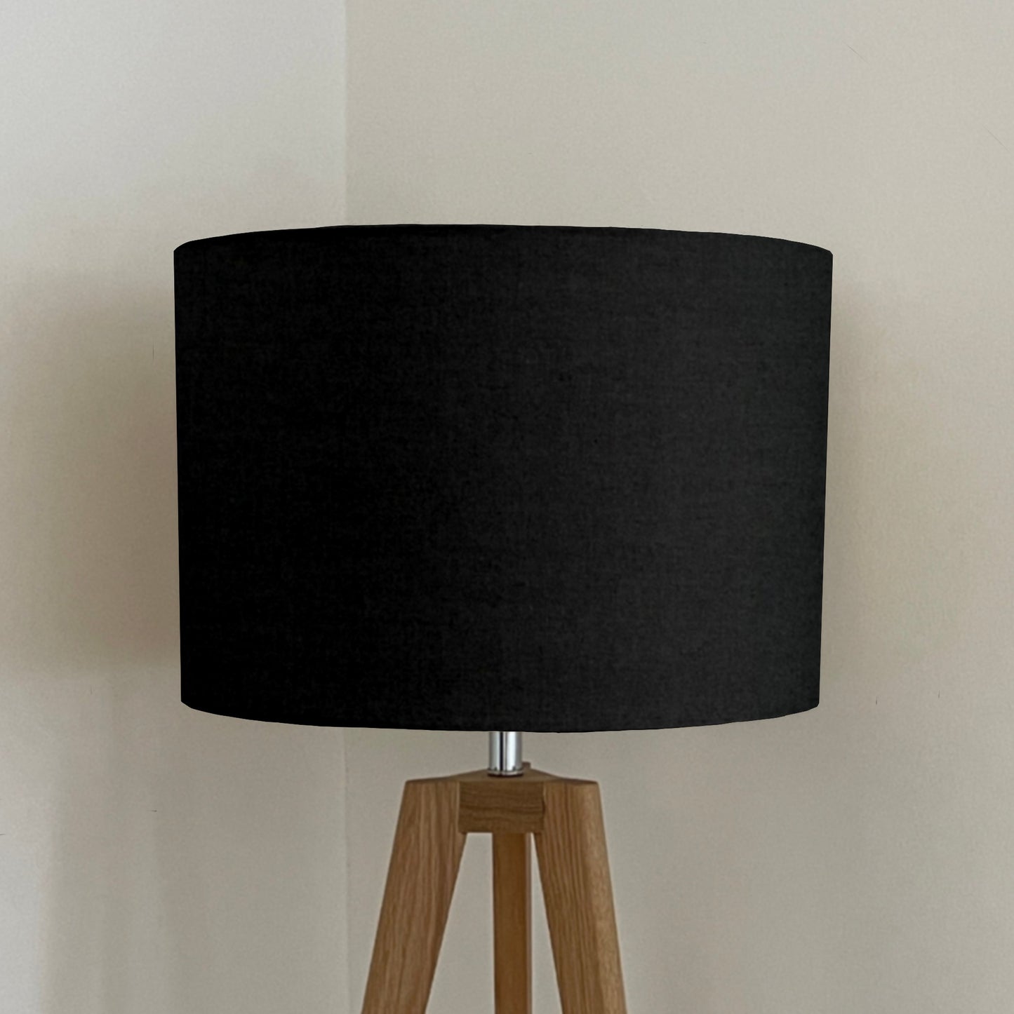 Black cotton drum lampshade/ ceiling shade with a white lining