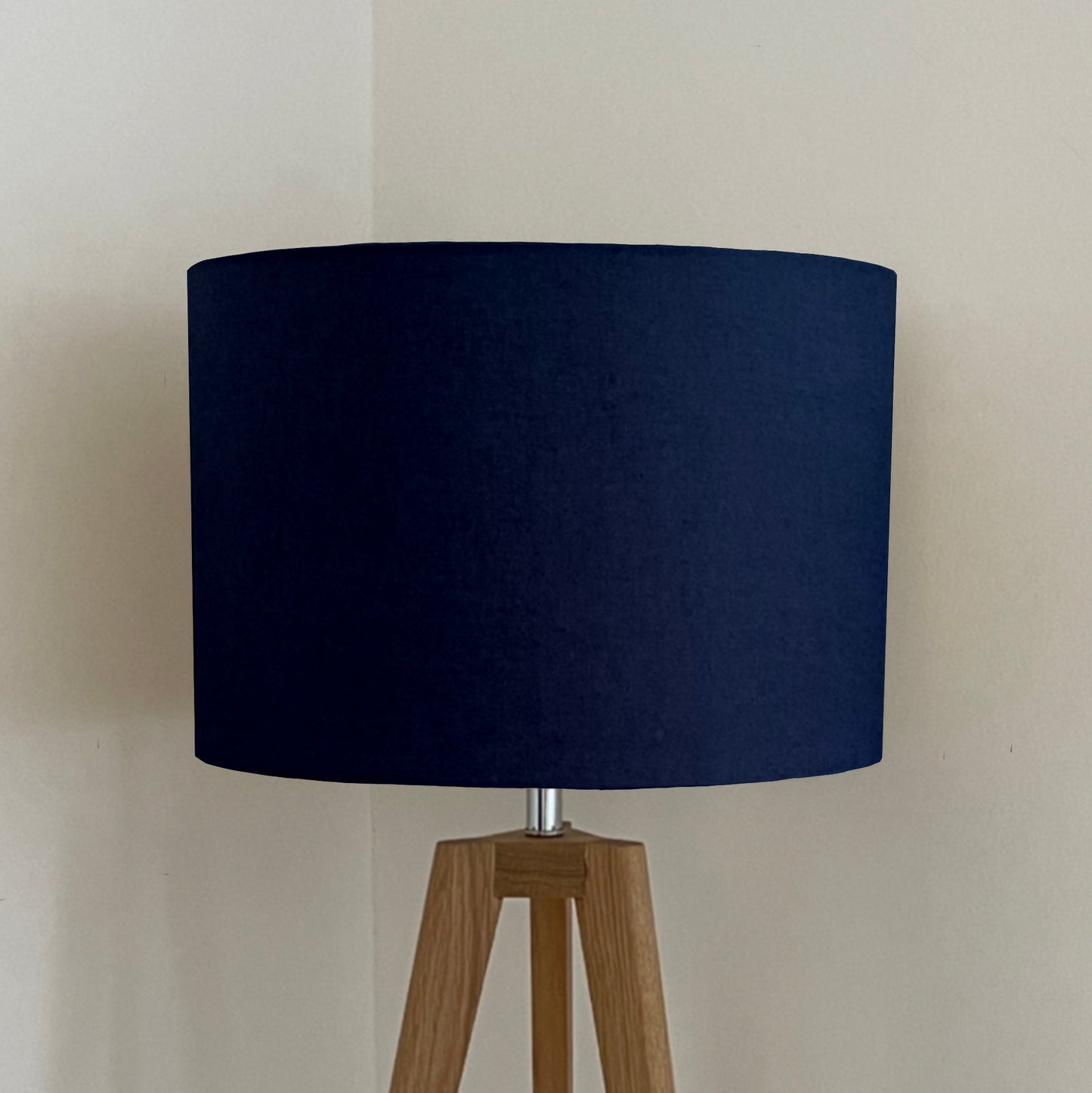 Navy cotton drum lampshade/ ceiling shade with a white lining