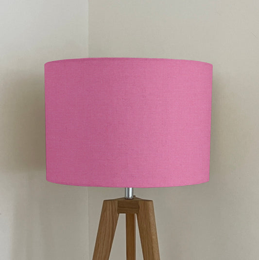 Light pink cotton drum lampshade/ ceiling shade with a white lining