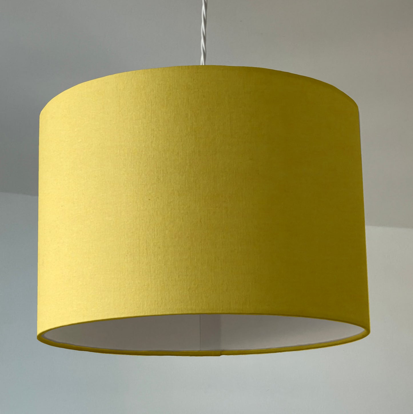 Lemon cotton drum lampshade/ ceiling shade with a white lining