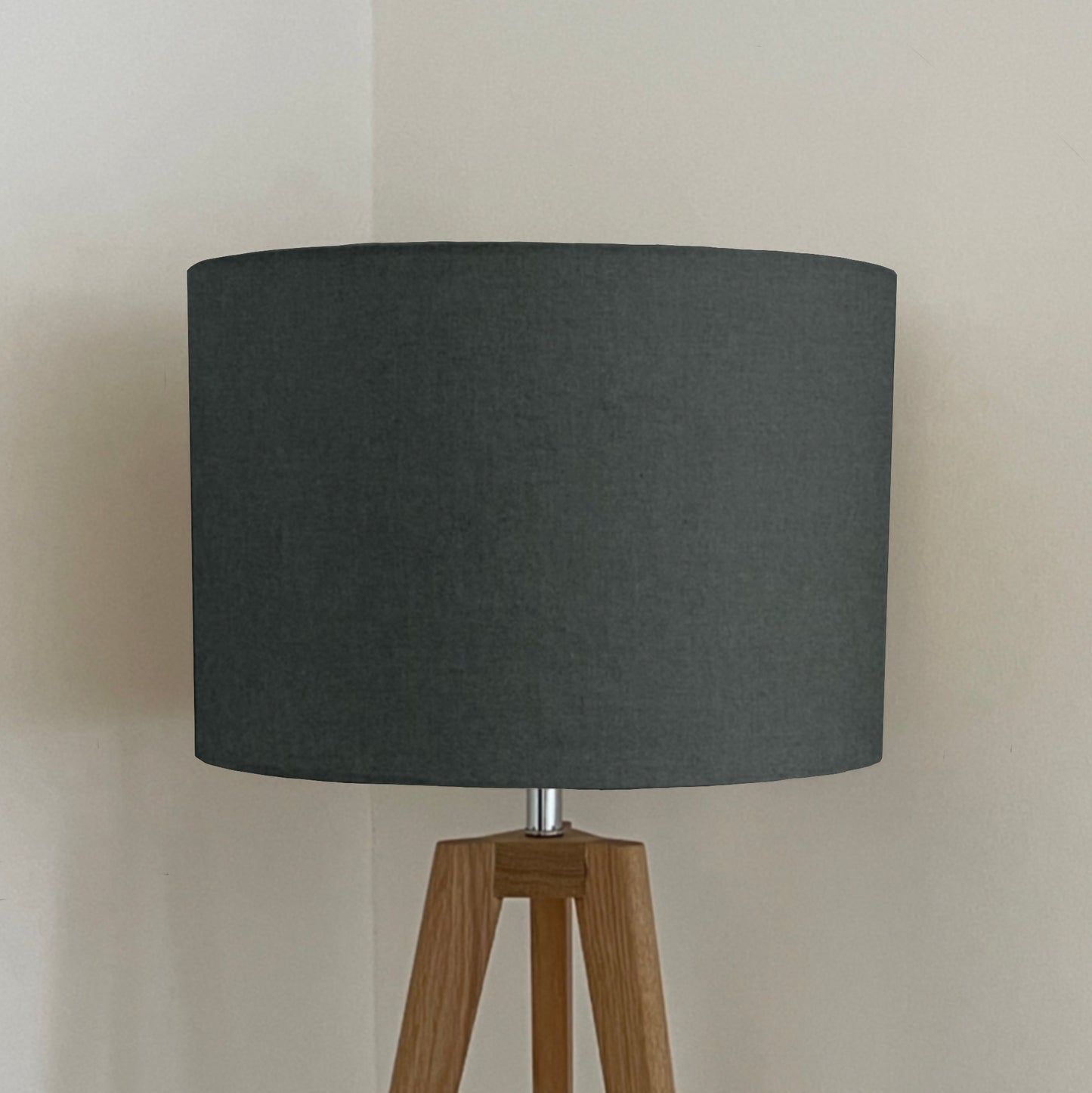 Grey cotton drum lampshade/ ceiling shade with a white lining