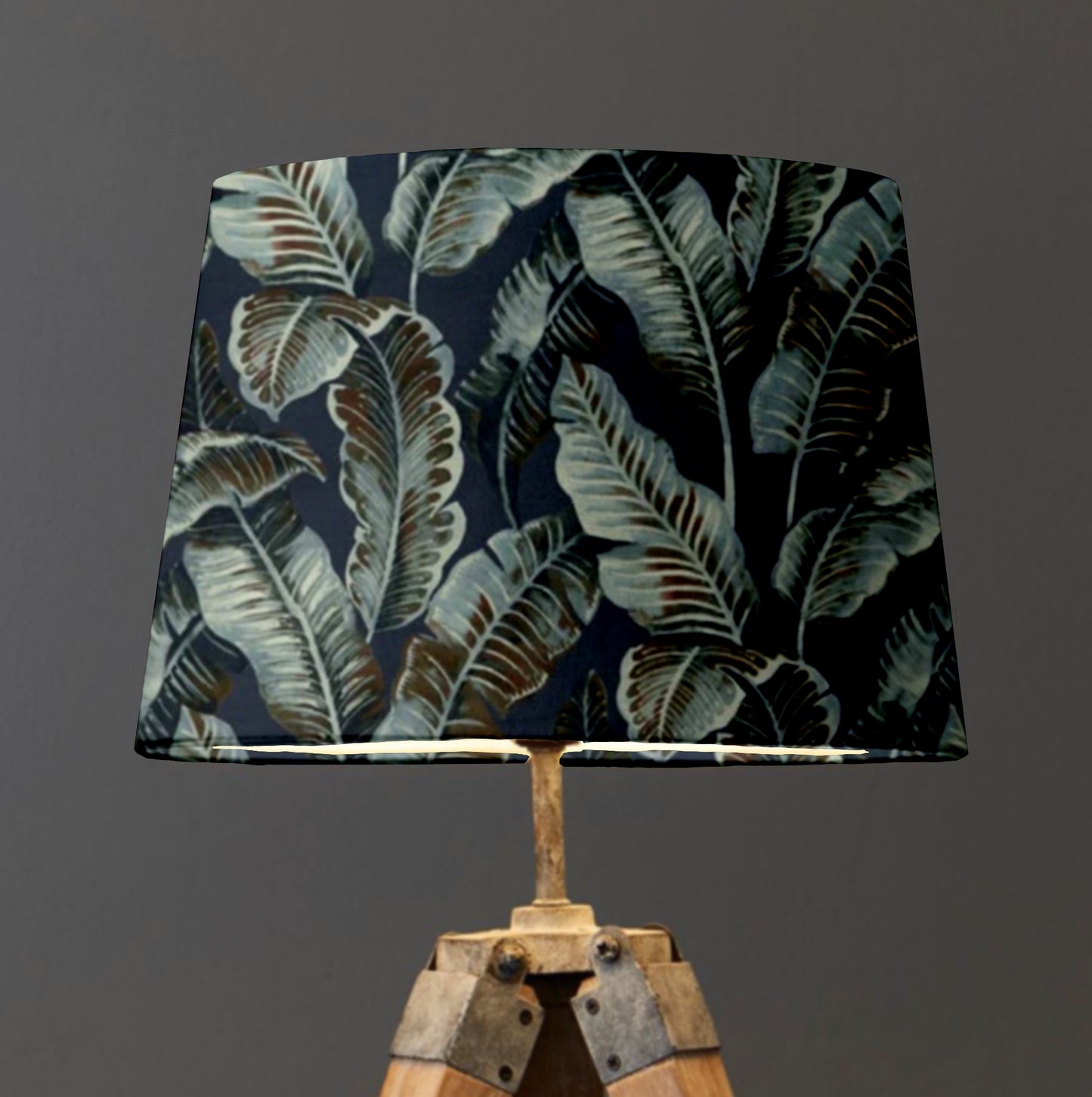 Navy leaves velvet french drum lampshade/ ceiling light shade, empire lampshade