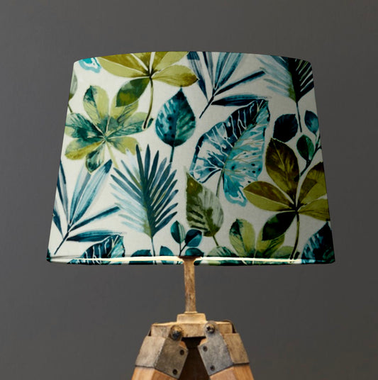 Rainforest velvet in blue & green, french drum lampshade/ ceiling light shade, empire lampshade