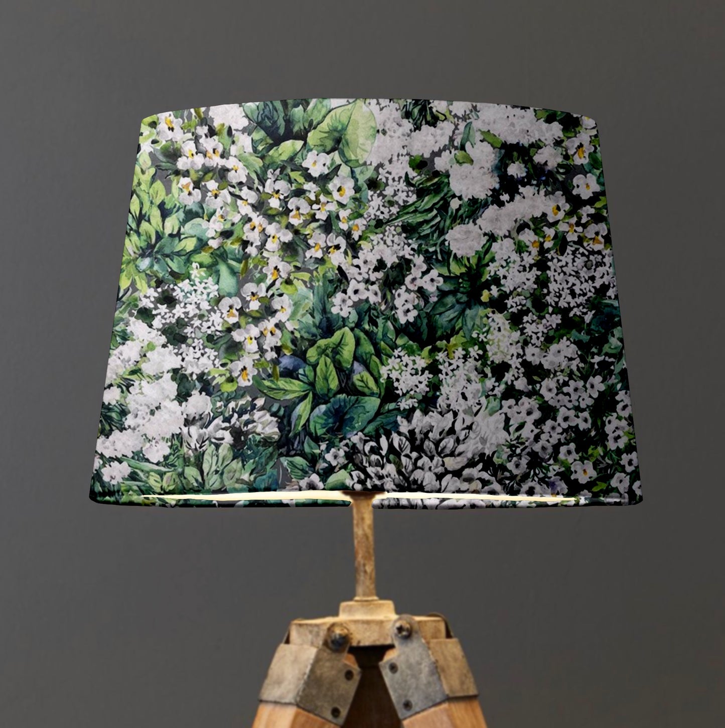 White flowers velvet french drum lampshade/ ceiling light shade, empire lampshade