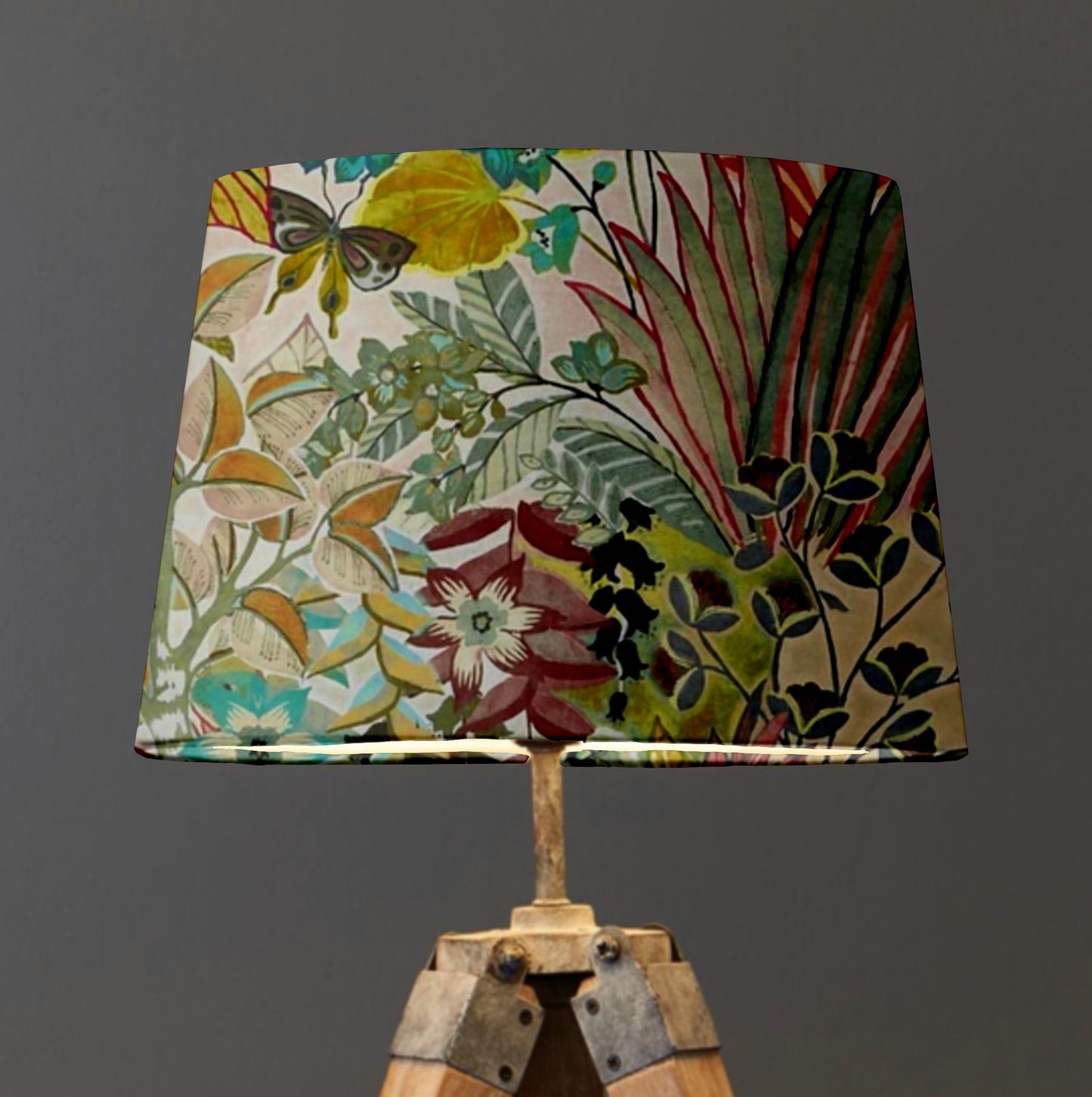 Floral pastel velvet french drum lampshade/ ceiling light shade, empire lampshade