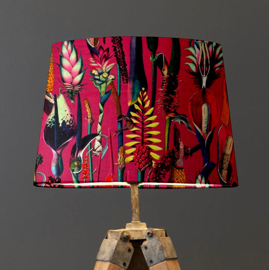 Cerise botanical velvet french drum lampshade/ ceiling light shade, empire lampshade