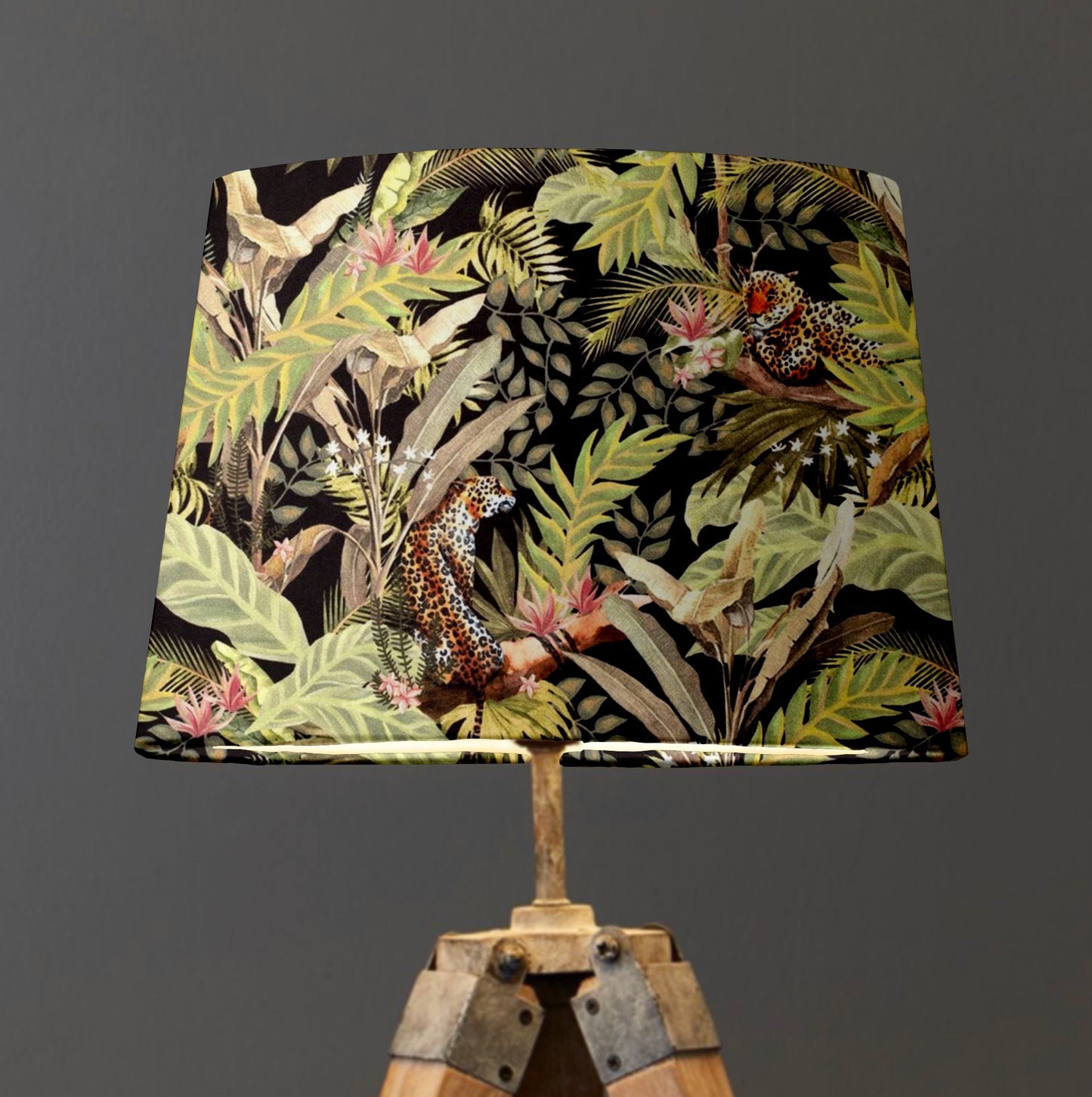 Leopard palm trees velvet french drum lampshade/ ceiling light shade, empire lampshade