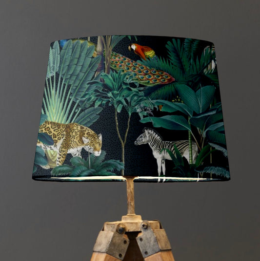 Jungle velvet french drum lampshade/ ceiling light shade, empire lampshade, black