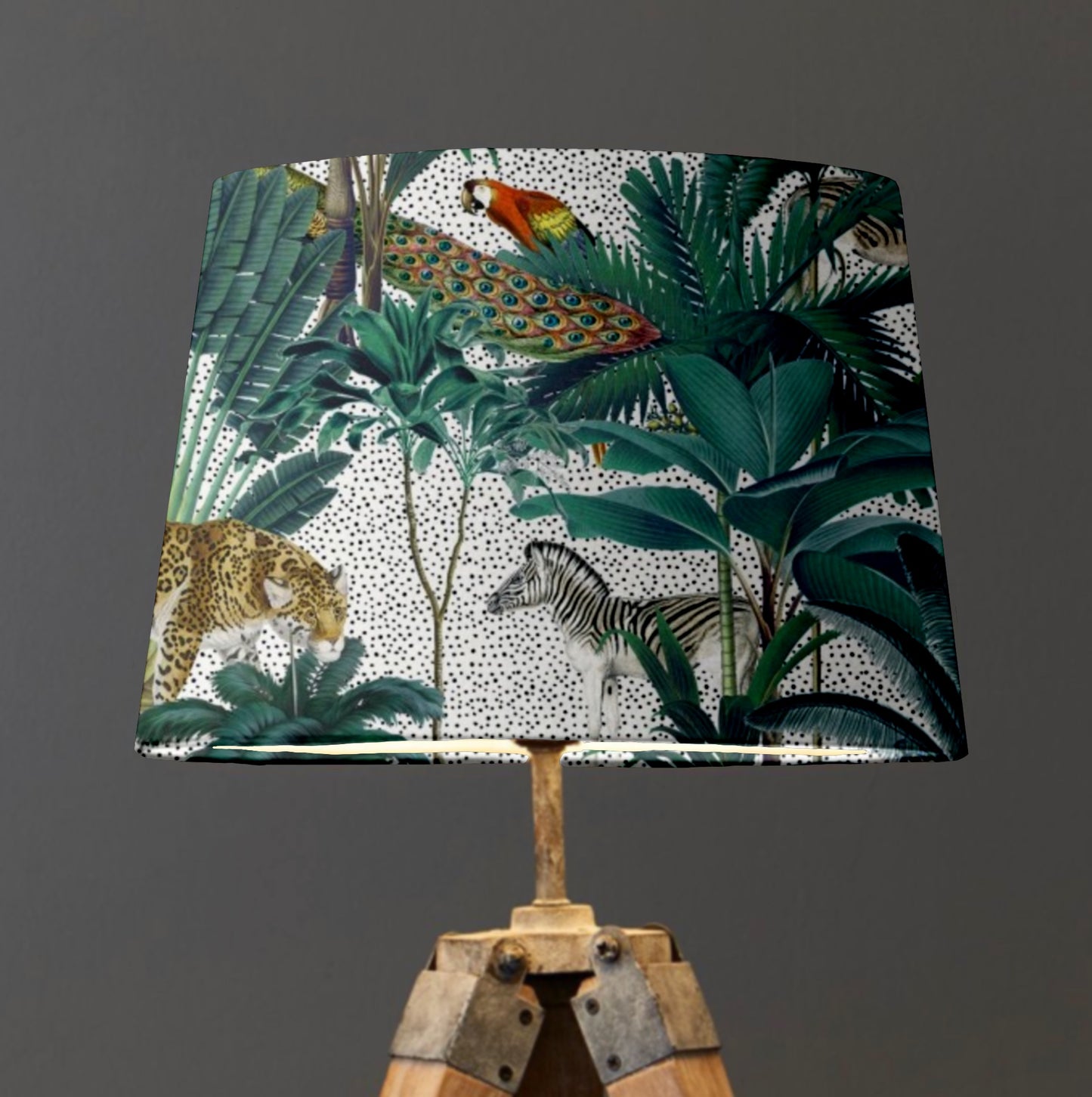 Jungle velvet french drum lampshade/ ceiling light shade, empire lampshade, white