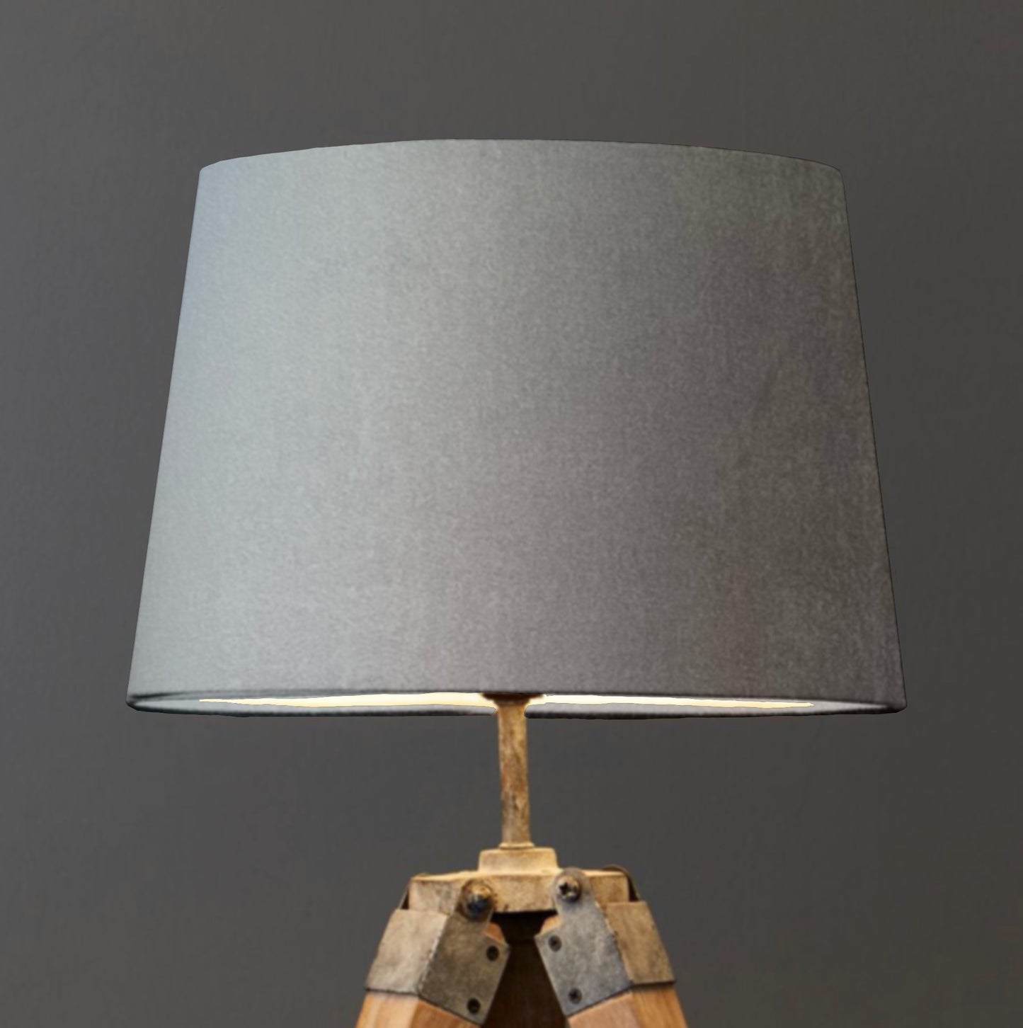 Grey velvet french drum lampshade/ ceiling light shade, empire lampshade