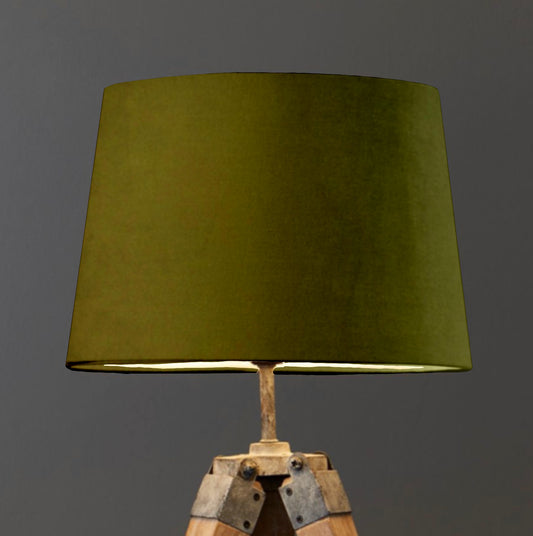 Olive green velvet french drum lampshade/ ceiling light shade, empire lampshade