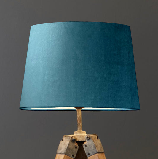 Teal velvet french drum lampshade/ ceiling light shade, empire lampshade