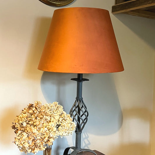 Burnt orange velvet coolie lampshade/ ceiling shade, empire lampshade